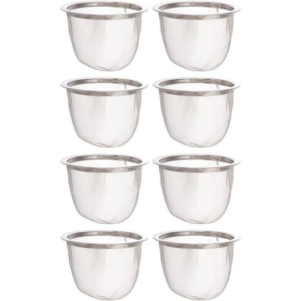 Sæt med 8 te-si i rustfrit stål 6,5 x 4,5 cm, infusers til tekande og løs te
