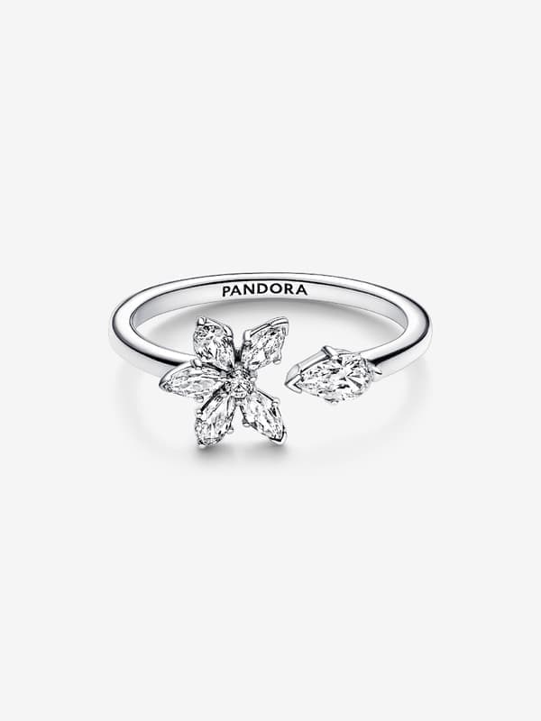 Pandora - Mousserande Herbarium Kluster Öppen Ring - Sterlingsilver Omkrets: 56mm Circumference: 56mm