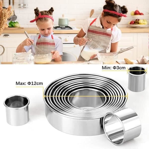 Kakform - Rund - 430 rostfritt stål - 12 delar - Elegant rund låda