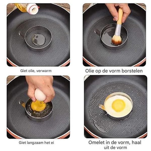 Rund æggeform i 304 rustfrit stål - Stor model 9 cm - Sæt med 4