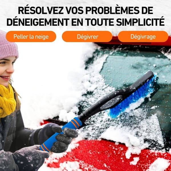 Bil snebørste/afiser 60cm - 1 stk, blå, 60cm - vinterbørste til vinduer, forruder, SUV'er, lastbiler - bilbørste -