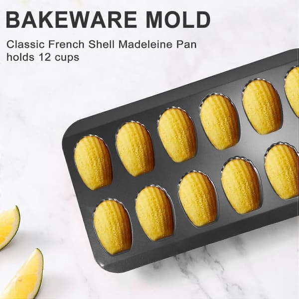 2 pakker non-stick Madeleine-form, bageform 12 med kagebageplade chokolade non-stick bageplade, bruges til ovnbagning sort