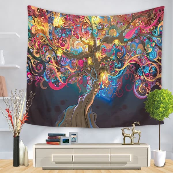 Psykedelisk trädväggtapet, heminredning - 210cm x 150cm
