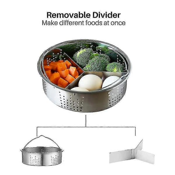 3 stk./sæt Trykkoger Tilbehør - Rustfrit Stål Kurv Med Æggedamper Stativ, Divider
