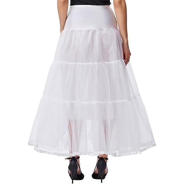 Ankellange underskjørt for kvinner, bryllup, halvt underskjørt, krinoline, underskjørt, hvit Hvit SM White S M