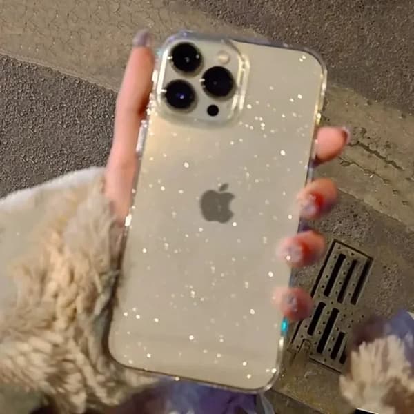 Stødresistent Bling Glitter Gennemsigtigt Telefoncover til iPhone 16 15 14 13 12 11 Pro Max Plus Mini XR 16e, Blød TPU, Sort, Til iphone11Pro For iphone11Pro Black