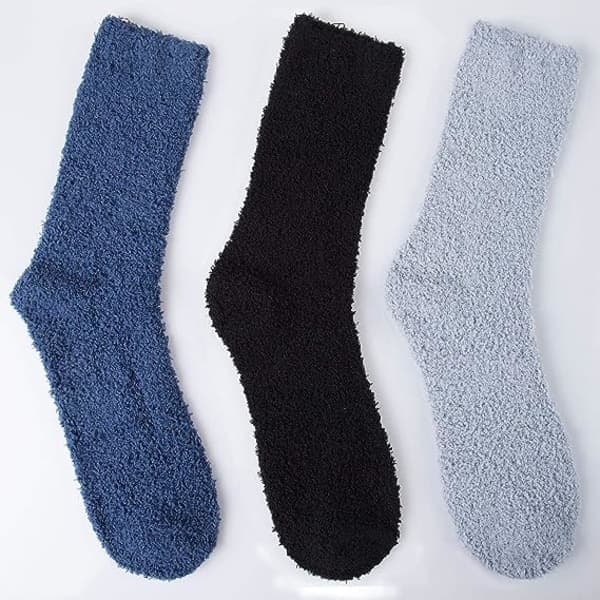 Par fluffiga strumpor för män Vintertofflor Fleece strumpor män