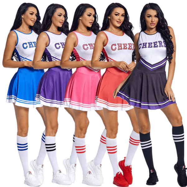 Cheerleaderkostume til kvinder Halloween-outfit sort sort S black S