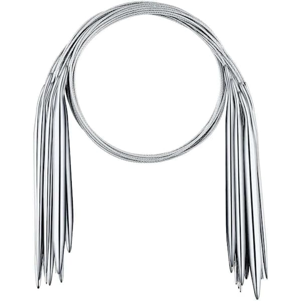 11 st Rundstickor i Metall, 80 cm - Perfekt för Stickprojekt Silver Silver one size