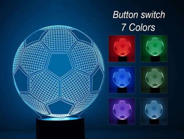 Cara 3D Illusion Fodboldlamper Lampe Fodbold Natlys til