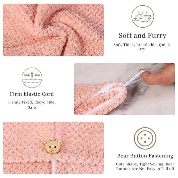 Hårhåndkle i mikrofiber, hurtigtørkende, absorberende, UTGHB8090, rosa, liten størrelse