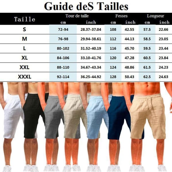 Bermudashorts til mænd, afslappede lette åndbare sportsshorts i bomuldslinned til mænd - Khaki S