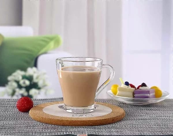 Set med 6 tekaffekoppar glas 260 ml diskmaskinssäker fryssäker mikrovågssäker