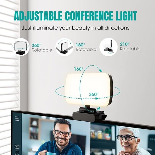 Videokonference Lys, LED Panel Lys med Klips, 80 LED'er og 3 Videobelysningstilstande, Fotolampe til PC