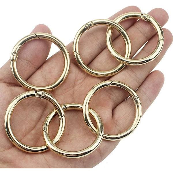 Karbinhake Nyckelring, 6-pack, Guld, med Clips & Ringar, för Bergsklättring, Vandring, DIY