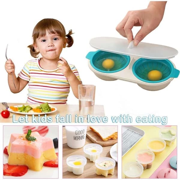 Egg poacher, 2-kopps mikrobølgeovn egg poacher, mikrobølgeovn posjert egg maker, mikrobølgeovn egg sjablong