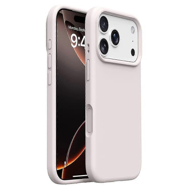 iPhone 17 Pro Max-deksel Mykt mikrofiberfôr, flytende silikon + PC-beskyttelse Antikk hvit Antique White