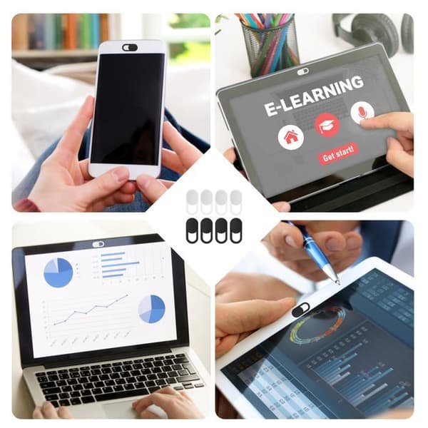 8 stk. ultratyndt webcam-cover, bærbart til computere og smartphones.