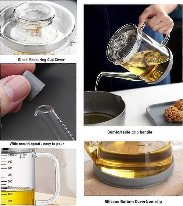 Oljeutskillere, varmebestandig glass, med sil i rustfritt stål