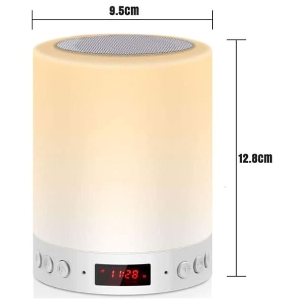 Touchscreen Bluetooth højttalerlampe med LED-display – 3 lysstyrketilstande – 7 farver – 10m Bluetooth-rækkevidde – Genopladelig til indendørs og udendørs brug