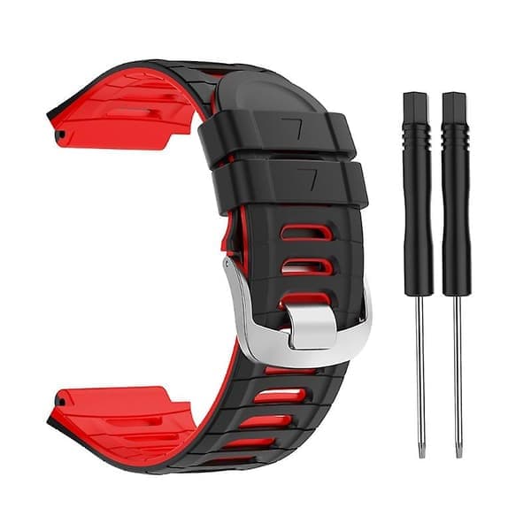 Silikonerem til Garmin-Forerunner 920XT Smartwatch Armbåndsrem Loop Armbånd Sort rød Black red