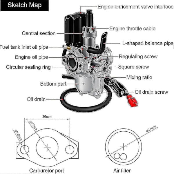 Karburator til motor Karburator til 50cc 2-takts motorcykel