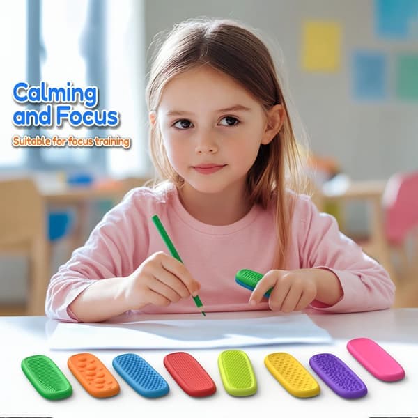 Sensoriske Fidget Sticks – 8-pakning teksturerte silikonstrimler for autisme, ADHD og angst