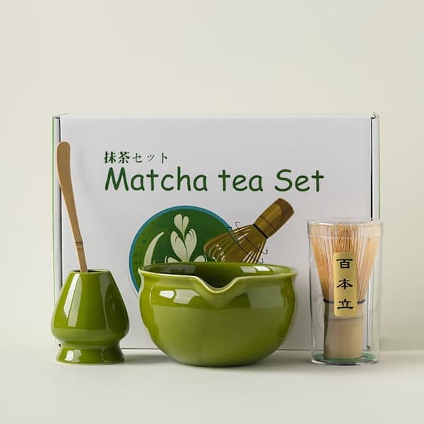 Matcha presentkit - 7-delars set - Matcha startkit - Matcha visp - Keramik - Bambu - Komplett Matcha set förpackning
