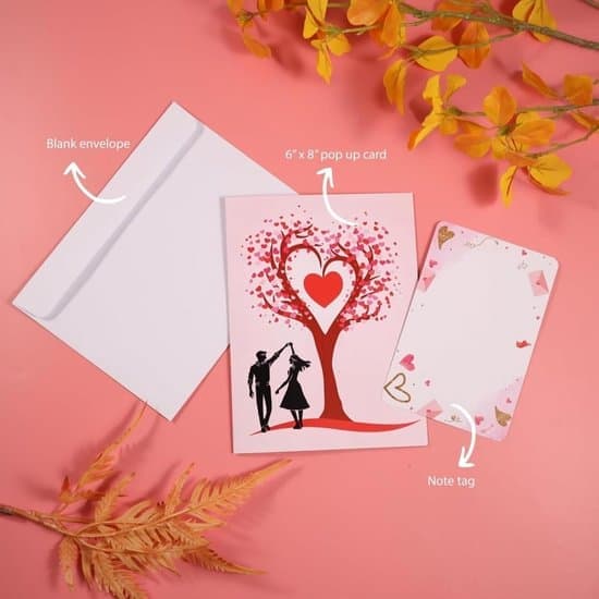 3D Pop-Up Kjærlighetskort – Danser under hjertetre, romantisk papirkutt for Valentinsdag og bryllup