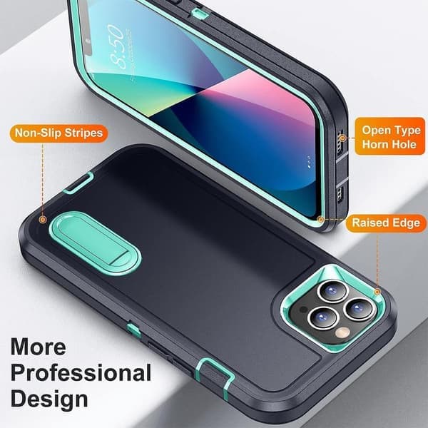 iPhone 11 Pro Max-deksel, iPhone 11 Pro Max-deksel med stativ, [Militærgrad støtsikkert][Trelags kraftig fallbeskyttelse]