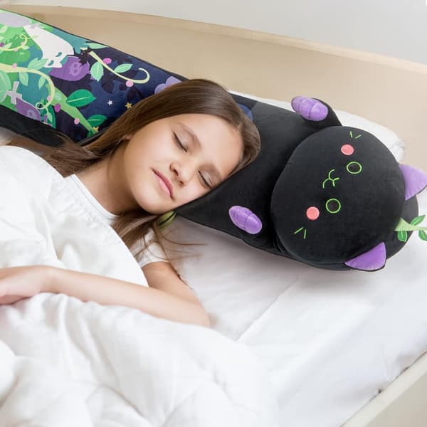 Djævlekat Plys Pude – 70 cm blødt sort kattebamse til børn 28inch/70cm