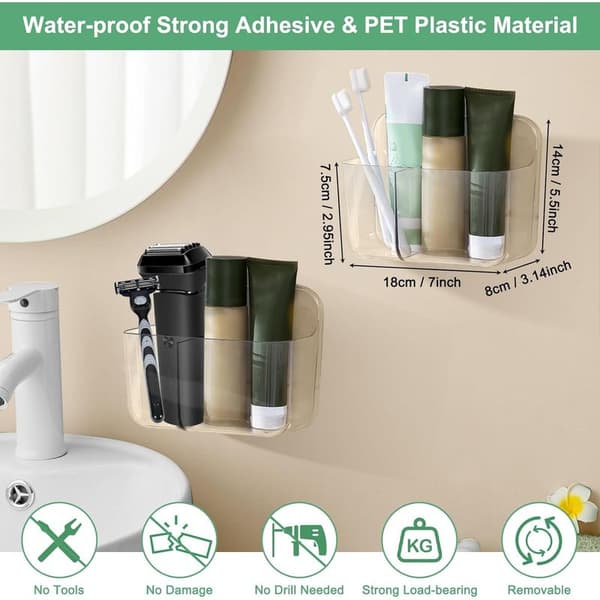 2-delt hylle, ingen boring nødvendig, PET-plast, drenering, baderom