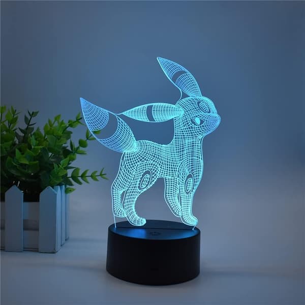 3D Illusjon Umbreon Nattlys, LED Bordlamper, Hjemmeinnredning, T