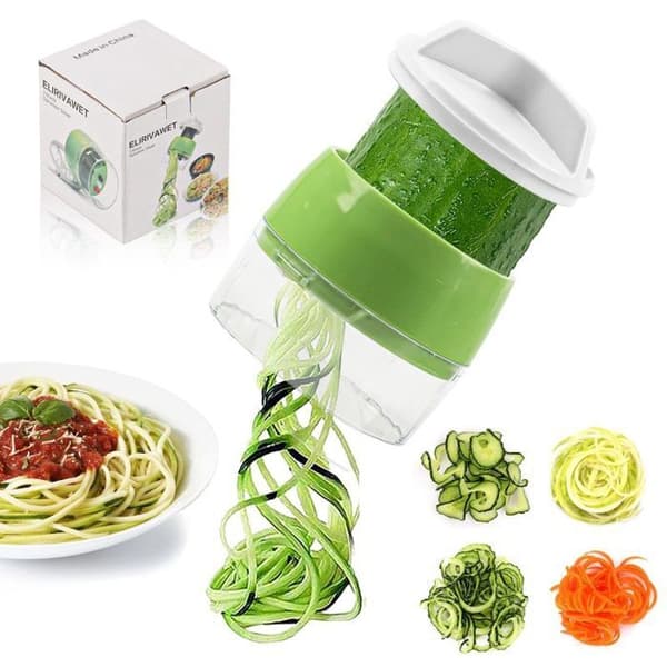 4-i-1 Grønnsaksspiralizer, Grønnsakspyramideskjærer, Grønnsaksspaghettikutter, Grønnsakskutter i rustfritt stål