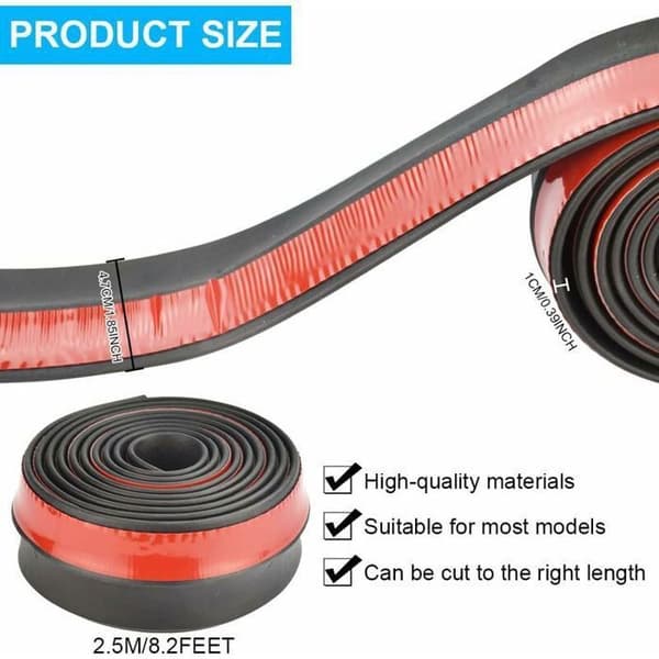 2,5 m biltrimlist myk gummi universell frontblad bilstøtfangerbeskytter selvklebende stripe