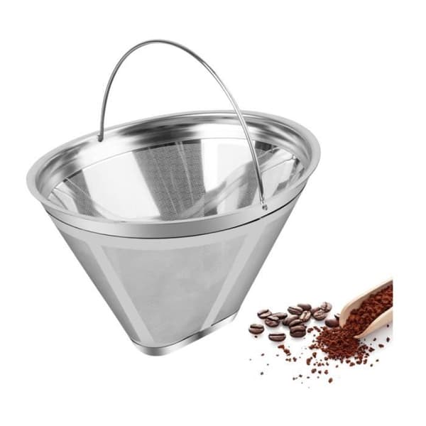 Återanvändbart kaffefilter - Ej specificerat - Storlek 4 - Rostfritt stål - 100 mesh - Ekonomiskt och miljövänligt