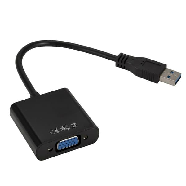 USB3.0 til VGA Adapter USB til VGA Eksternt Grafikkort VGA Konverter - Sort