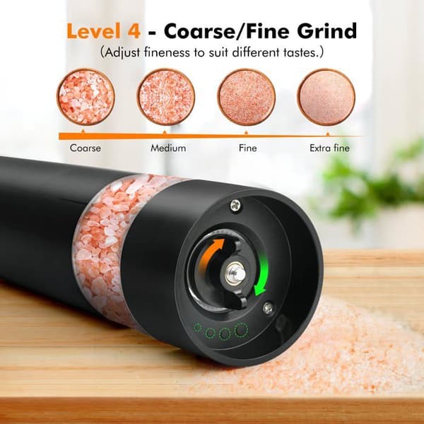 USB genopladelig elektrisk peberkværn, 2-delt sæt - rustfrit stål, universal - automatisk køkkenkrydderi- og saltkværn - U