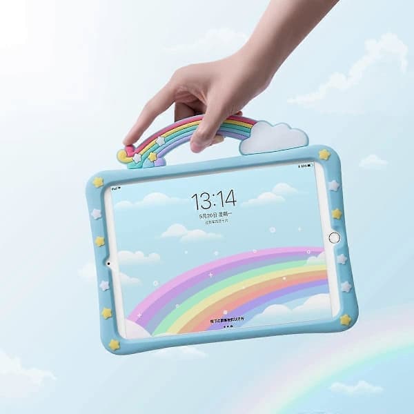Rainbow Bridge Cover til 9,7\" iPad 5./6. generation - Blød Stødabsorberende Silikone med Indbygget Stand
