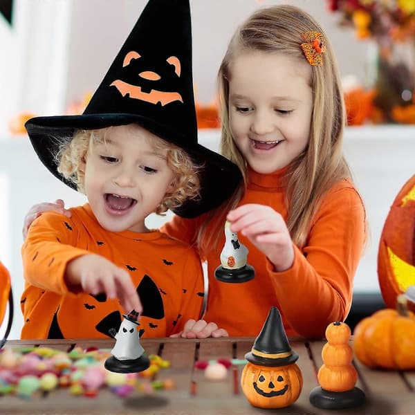 2026 3-pack Halloween Mini Pumpastaty Mini Harts Pumpa Spöke Prydnad Saga Halloween