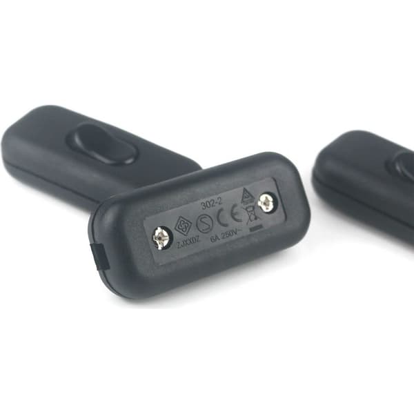 3 stk. inline ledningsbryter 6A 250V vippebryter for inline lampe, 2- eller 3-leder belysningskabel, med vippe av/på