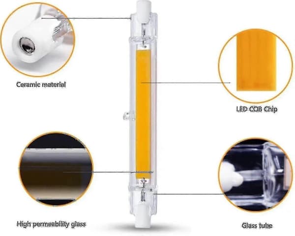 R7s LED-pære 118mm 30W dimbar, varmhvit 3000k 3000lm