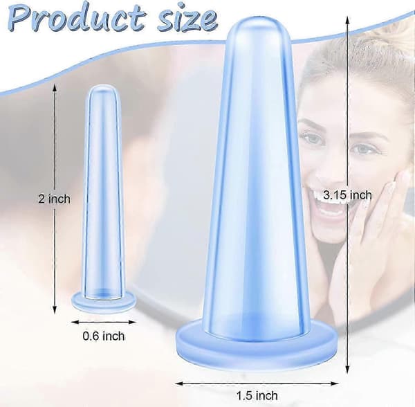 Silikone Cupping Terapi Sæt Vakuum Massage Cupping Kit Anti-cellulite Cupping Ansigt Krop Cupping Til Cirkulationsstimulering, 2 Størrelser (blå)