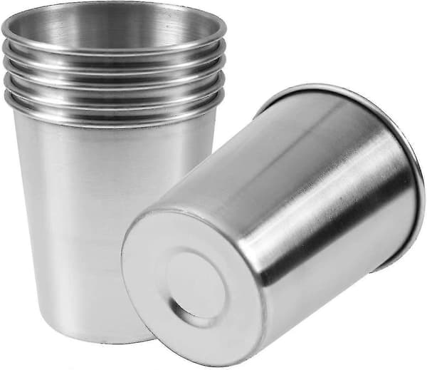 6-pakning 8 Ounce 230ml Rustfritt Stål Knusesikker Pint Drikke Metallkopper