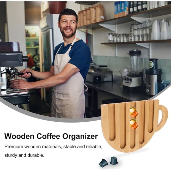 Kaffekapselholder i træ, kopformet organizer, espressopudeholder, robust stativ til hjemmet