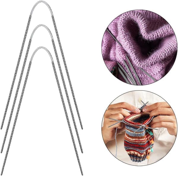 3 stk. rundpinde fleksible rundpinde rustfrit stål DIY strikketilbehør 3,5 mm