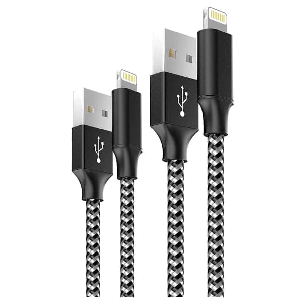 iPhone laddningskabel nylon för iPhone 13/12/11/ Pro/XS/XS [2-pack 2M]