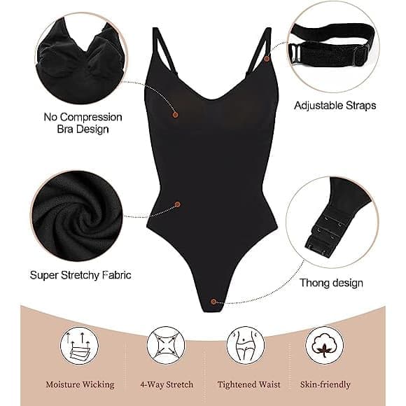 Dame bodysuit Magekontroll formende sømløs string body shaper undertøy beige beige S beige S