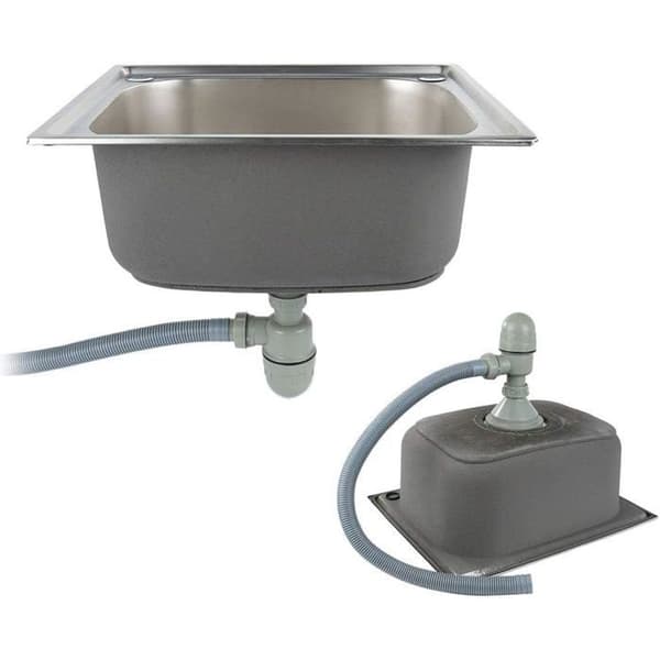 Køkkenvask i rustfrit stål - 1 kumme - Rustfrit stål - Indbygningsinstallation - Autocamper RV Båd - 50x