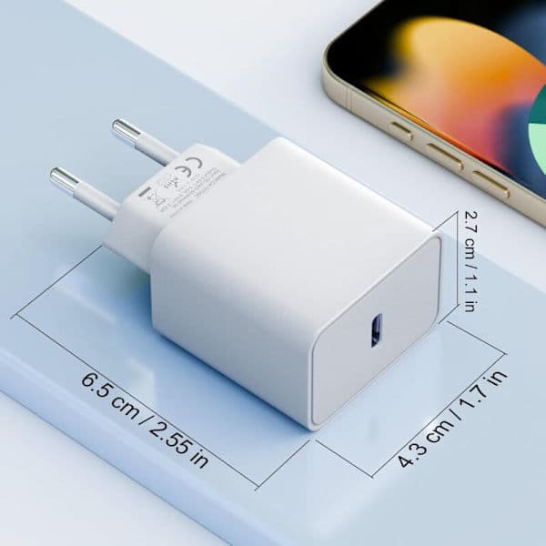 2-pakning hurtiglader for iPhone, 20W PD USB-C strømadapter med 2m USB C til Lightning-kabel for iPhone 14/14 Pro/13/13 Pro/13 Pro Max/13 Min